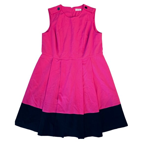 Calvin Klein Women’s Fit & Flare Pleated Dress Size 14W Plus Size Career Work - Picture 2 of 8